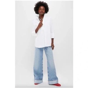 Tuckernuck white blouse/tunic with large pearl buttons